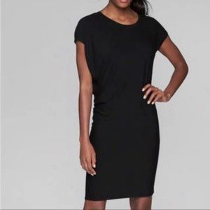 Athleta Draped Crew Dress Black Sz Small